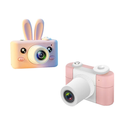 New D3 PLUS 1200W Pixel Lens Rabbit Cartoon Mini Digital Sport Camera with 2.0 inch Screen for Children (Pink)