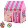 Household Children Printing Play Tent Small Game House with 50 Ocean Balls & Mat (Pink)