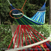 Outdoor Rollover-resistant Double Person Canvas Hammock Portable Beach Swing Bed with Wooden Sticks, Size: 190 x 150cm(Blue)