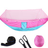 Portable Outdoor Camping Full-automatic Nylon Parachute Hammock with Mosquito Nets, Size : 290 x 140cm (Pink Blue)