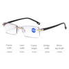 Rimless Anti Blue-ray Blue Film Lenses Presbyopic Glasses, +4.00D(Black)