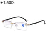 Rimless Anti Blue-ray Blue Film Lenses Presbyopic Glasses, +1.50D(Black)