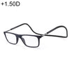 Anti Blue-ray Adjustable Neckband Magnetic Connecting Presbyopic Glasses, +1.50D(Black)
