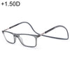 Anti Blue-ray Adjustable Neckband Magnetic Connecting Presbyopic Glasses, +1.50D(Grey)