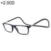 Anti Blue-ray Adjustable Neckband Magnetic Connecting Presbyopic Glasses, +2.00D(Black)