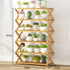 6-Layer Balcony Living Room Collapsible Solid Wood Flower Stand Potted Planting Shelves, Length: 70cm