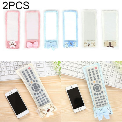 2 PCS Lace Fabric Bowknot Air Conditioning TV Remote Control Protective Cover Dust Jacket, L, Size: 23*8cm, Random Color Delivery