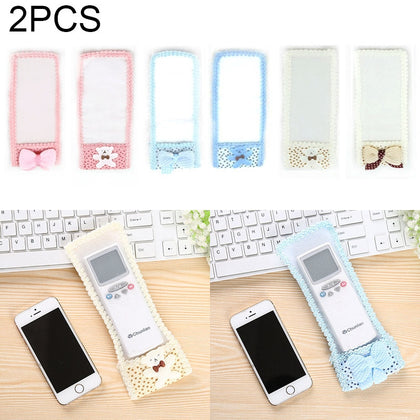 2 PCS Lace Fabric Bowknot Air Conditioning TV Remote Control Protective Cover Dust Jacket, M, Size: 21.5*8cm, Random Color Deliver