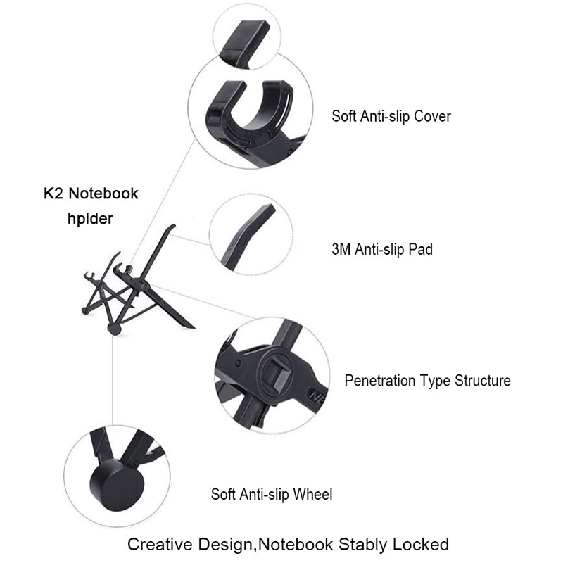 Nexstand K2 Laptop Height Extender Holder Stand Folding Portable Computer Heat Dissipation Bracket, Size: 35.4x4x4cm(Black)