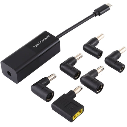 Laptop Power Adapter 65W USB-C / Type-C Converter to 6 in 1 Power Adapter (Black)