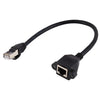 RJ45 Female to Male CATE5 Network Panel Mount Screw Lock Extension Cable , Length: 0.3m(Black)