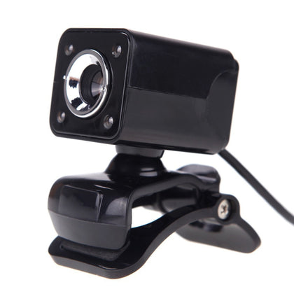 A862 360 Degree Rotatable 12MP HD WebCam USB Wire Camera with Microphone & 4 LED lights for Desktop Skype Computer PC Laptop, Cabl