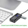UGREEN 20264 3 Ports USB 2.0 HUB Splitter + 10/100Mbps RJ45 Ethernet Adapter for Mac, Windows, Linux Systems PC, Cable Length: 28cm