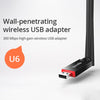 Tenda U6 Portable 300Mbps Wireless USB WiFi Adapter External Receiver Network Card with 6dBi External Antenna(Black)