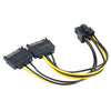 2 x SATA 15 Pin Male to Graphics Card PCI-e PCIE 8 (6+2) Pin Female Video Card Power Supply Cable
