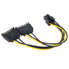 2 x SATA 15 Pin Male to Graphics Card PCI-e PCIE 6 Pin Female Video Card Power Supply Cable