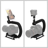 PULUZ U/C Shape Portable Handheld DV Bracket Stabilizer + LED Studio Light + Video Shotgun Microphone Kit with Cold Shoe Tripod Head  for All SLR Cameras and Home DV Camera