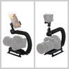 U/C Shape Portable Handheld DV Bracket Stabilizer + LED Studio Light + Video Shotgun Microphone Kit with Cold Shoe Tripod Head  f