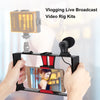 PULUZ 2 in 1 Live Broadcast Smartphone Video Rig + Microphone Kits for iPhone, Galaxy, Huawei, Xiaomi, HTC, LG, Google, and Other Smartphones(Red)