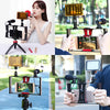 PULUZ 2 in 1 Vlogging Live Broadcast LED Selfie Light Smartphone Video Rig Kits with Cold Shoe Tripod Head for iPhone, Galaxy, Huawei, Xiaomi, HTC, LG, Google, and Other Smartphones(Red)