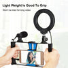 PULUZ 4 in 1 Vlogging Live Broadcast Smartphone Video Rig + 4.7 inch 12cm Ring LED Selfie Light Kits with Microphone + Tripod Mount + Cold Shoe Tripod Head for iPhone, Galaxy, Huawei, Xiaomi, HTC, LG, Google, and Other Smartphones(Blue)