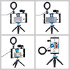 4 in 1 Vlogging Live Broadcast Smartphone Video Rig + 4.7 inch 12cm Ring LED Selfie Light Kits with Microphone + Tripod Mount + C