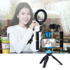 2 in 1 Vlogging Live Broadcast Smartphone Video Rig + 4.7 inch 12cm Ring LED Selfie Light Kits with Cold Shoe Tripod Head for iPh