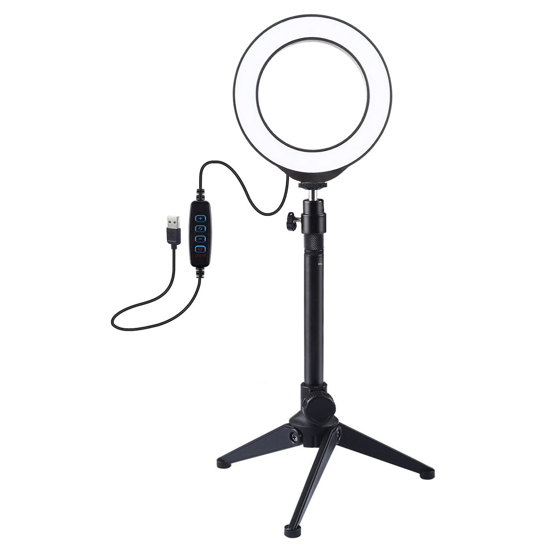 4.7 inch 12cm USB 3 Modes Dimmable LED Ring Vlogging Photography Video Lights + Desktop Tripod Holder with Cold Shoe Tripod Ball