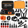 PULUZ 29 in 1 Accessories Combo Kits with Orange EVA Case (Chest Strap + Head Strap + Wrist Strap + Floating Cover + Surface Mounts + Backpack Rec-mount + J-Hook Buckles + Extendable Monopod + Tripod Adapter + Quick Release Buckles + Storage Bag + Wrench)