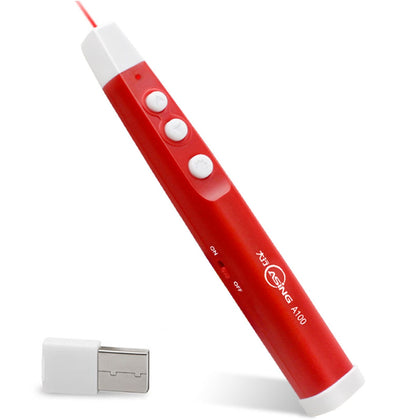 ASiNG A100 2.4GHz Wireless Presenter PowerPoint Clicker Representation Remote Control Pointer with Clip, Control Distance: 50m(Red