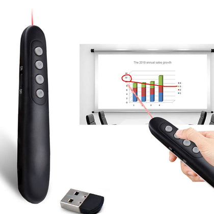 ASiNG A101 2.4GHz Wireless Presenter PowerPoint Clicker Representation Remote Control Pointer with Clip, Control Distance: 30m(Bla