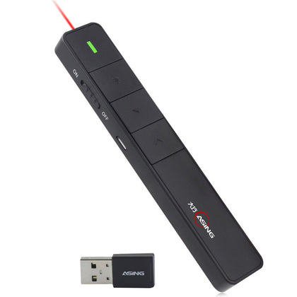 ASiNG A218 USB Charging 2.4GHz Wireless Presenter PowerPoint Clicker Representation Remote Control Pointer, Control Distance: 100m