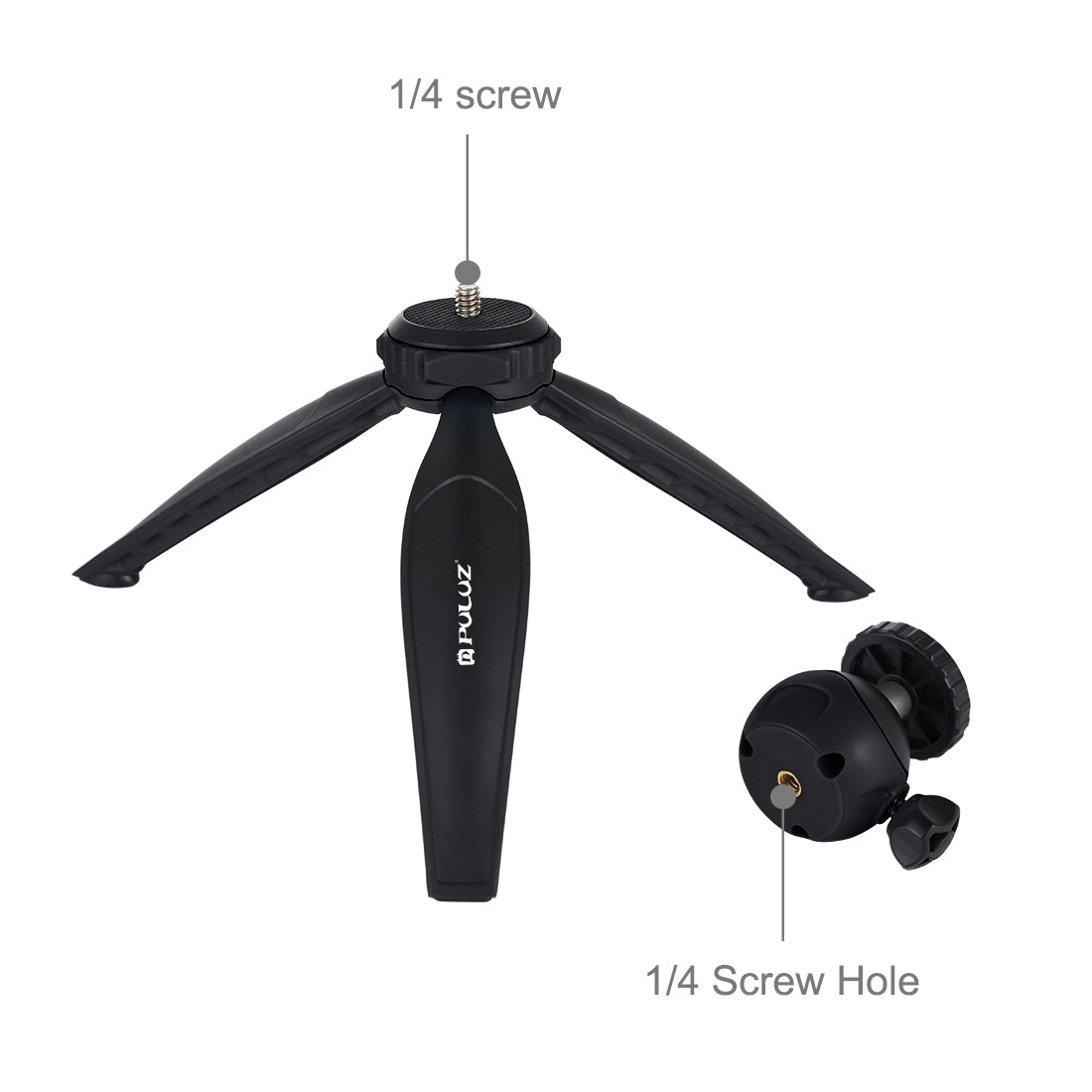 20cm Pocket Plastic Tripod Mount with 360 Degree Ball Head for Smartphones, GoPro, DSLR Cameras(Black)