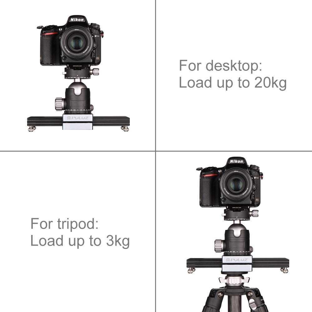 Close-Up Shooting Desktop Fluid Drag Track Slider Aluminum Alloy Camera Video Stabilizer Rail with 1/4 inch Screw