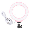 6.2 inch 16cm USB 3 Modes Dimmable LED Ring Vlogging Photography Video Lights  with Cold Shoe Tripod Ball Head(Pink)
