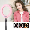 6.2 inch 16cm USB 3 Modes Dimmable LED Ring Vlogging Photography Video Lights  with Cold Shoe Tripod Ball Head(Pink)