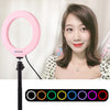 4.7 inch 12cm USB 10 Modes 8 Colors RGBW Dimmable LED Ring Vlogging Photography Video Lights with Cold Shoe Tripod Ball Head(Pink