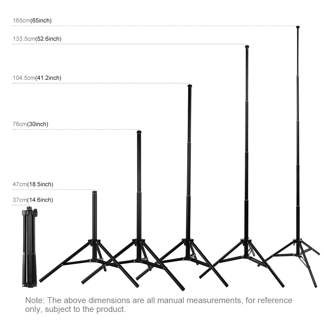 1.65m Height Tripod Mount Holder for Vlogging Video Light  Live Broadcast Kits(Black)