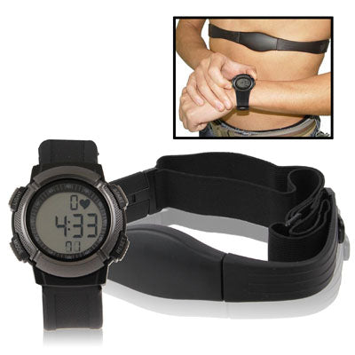 Heartbeat Rate Monitor Watch with Adjustable Chest Transmitter Band / Time / Alarm / Timing