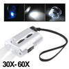 Pocket 30X-60X Microscope with 2-LED Lights / Money Detector Light