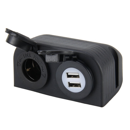 5V 2.1A Dual-USB Ports w/20A Car Cigarette Lighter Socket Car Charger(Black)