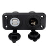 5V 2.1A Dual-USB Ports 20A Car Cigarette Lighter Socket Car Charger(Black)