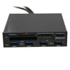 3.5 inch PCI-E to USB 3.0 Metal Internal Combo (4 Ports USB 3.0 HUB + All in 1 Card Reader), Support SD / TF / XD / MS / M2 / CF C