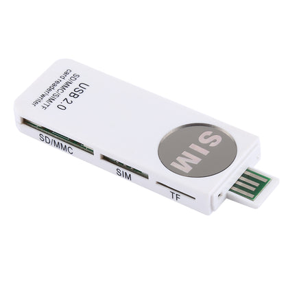 USB Universal Card Reader, Support SD / MMC /SIM / TF Card(White)