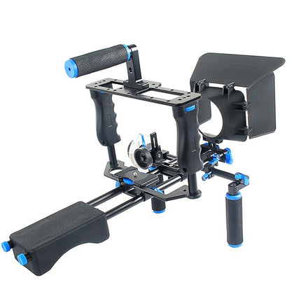 YLG1103A-A Dual Handles Camera Shoulder Mount + Camera Cage Stabilizer Kit with Matte Box for DSLR Camera / Video Camera