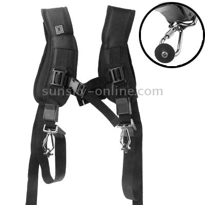 Safe & Fast Quick Double Shoulder Belt Strap for 2 Cameras DSLR (QS-B 1/4(Black)