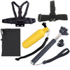 YKD-127 6 in 1 Chest Belt + Head Strap + Floating Bobber Monopod + Monopod Tripod Mount Adapter + Carry Bag Set for GoPro HERO10 Black / HERO9 Black / HERO8 Black / HERO7 /6 /5 /5 Session /4 Session /4 /3+ /3 /2 /1, DJI Osmo Action and Other Action Camera