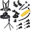 YKD-115 13 in 1 Chest Belt + Wrist Belt + Head Strap + Floating Bobber Monopod + Screws + Suction Cup Mount Set for GoPro HERO10 Black / HERO9 Black / HERO8 Black / HERO7 /6 /5 /5 Session /4 Session /4 /3+ /3 /2 /1, DJI Osmo Action and Other Action Camera