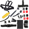 YKD-103 22 in 1 Chest Belt + Remote Wrist Belt + Head Strap + Helmet Strap + Carry Bag + Handheld Monopod Mount Set for GoPro HERO10 Black / HERO9 Black / HERO8 Black / HERO7 /6 /5 /5 Session /4 Session /4 /3+ /3 /2 /1, DJI Osmo Action and Other Action Ca