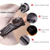 Fashionable Rabbit Fur Ball Sheepskin Leather Gloves for Women (XL)(Black)
